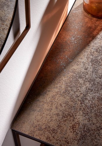 KAVE HOME rektangulr Rewena konsolbord - mrkebrun sten, keramik, metal