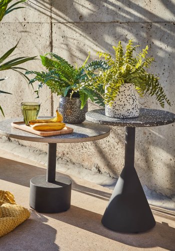 KAVE HOME rund Melano sidebord - gr terrazzo og metal (55)