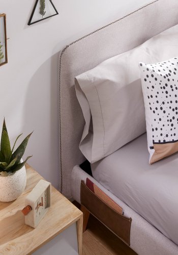 KAVE HOME Dyla sengebetrk - beige stof (til en 150x190cm sengeramme)