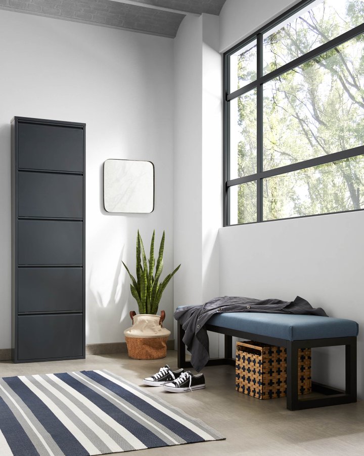 KAVE HOME Ode skoskab, m. 5 lger - sort stl (50x168,5)