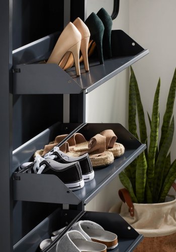 KAVE HOME Ode skoskab, m. 5 lger - sort stl (50x168,5)