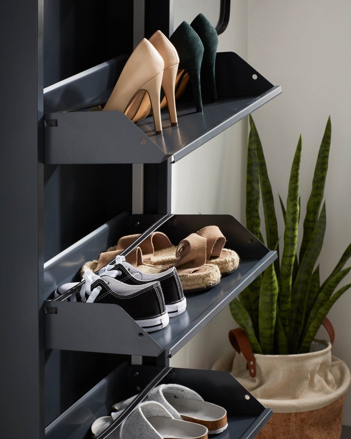 KAVE HOME Ode skoskab, m. 3 lger - sort stl (50x103)