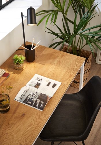 KAVE HOME Lisbet skrivebord - hvid/natur metal/MDF, rektangulr (120x60)