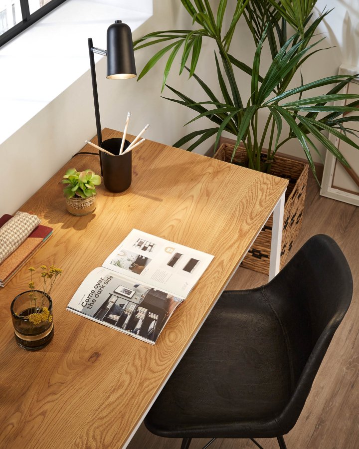 KAVE HOME Lisbet skrivebord - hvid/natur metal/MDF, rektangulr (120x60)