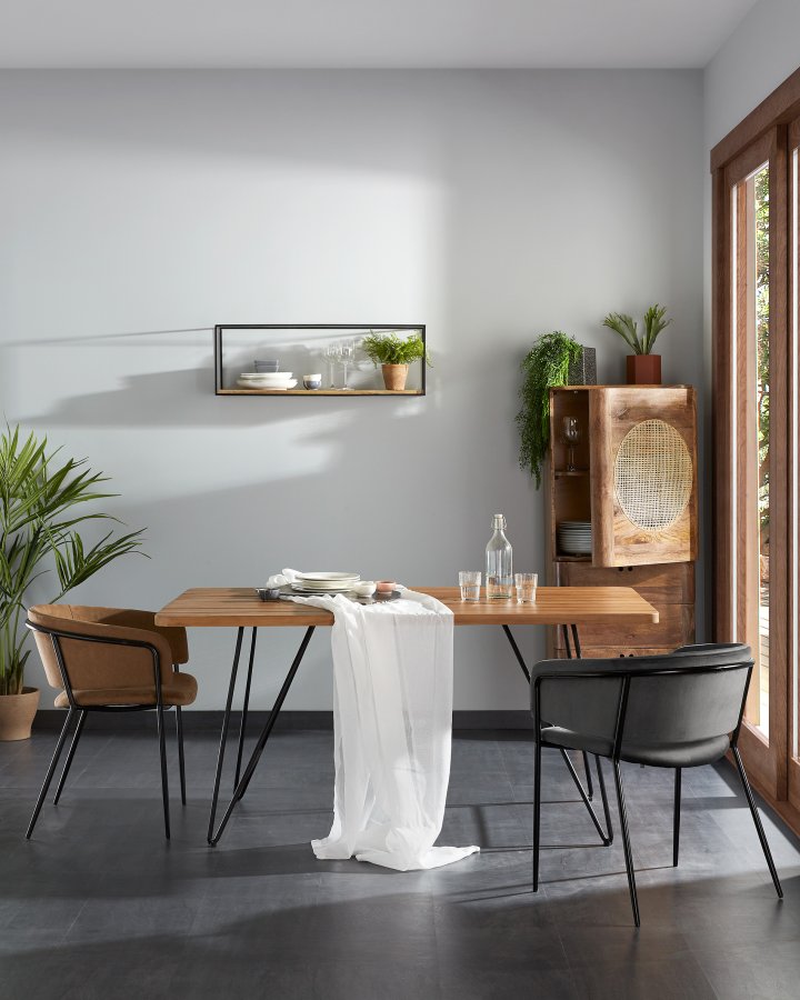 KAVE HOME Edwina vghylde - natur/sort mangotr/metal 