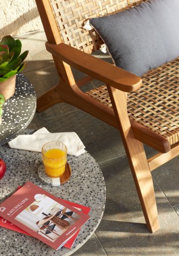 KAVE HOME Grignoon lnestol, m. armln - natur polyrattan og akacietr