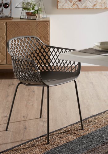 KAVE HOME Quinn spisebordsstol m. armln - grafit gr plast og metal