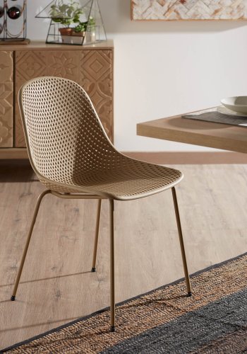 KAVE HOME Quinby spisebordsstol - beige plast og metal