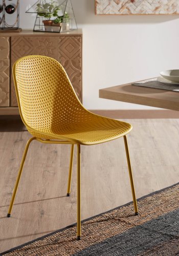 KAVE HOME Quinby spisebordsstol - gul plast og metal