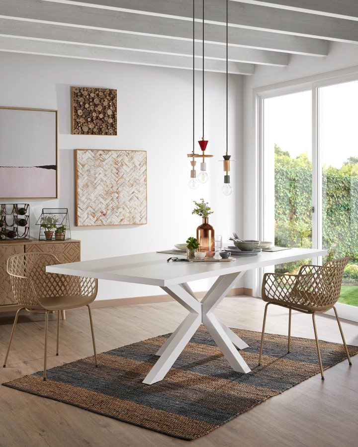 KAVE HOME Quinn spisebordsstol m. armln - beige plast og metal