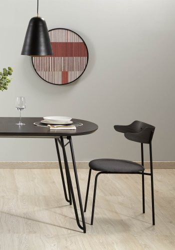 KAVE HOME rektangulrt Norfort spisebord m. udtrk - sort tr og metal (170(320)x100) 