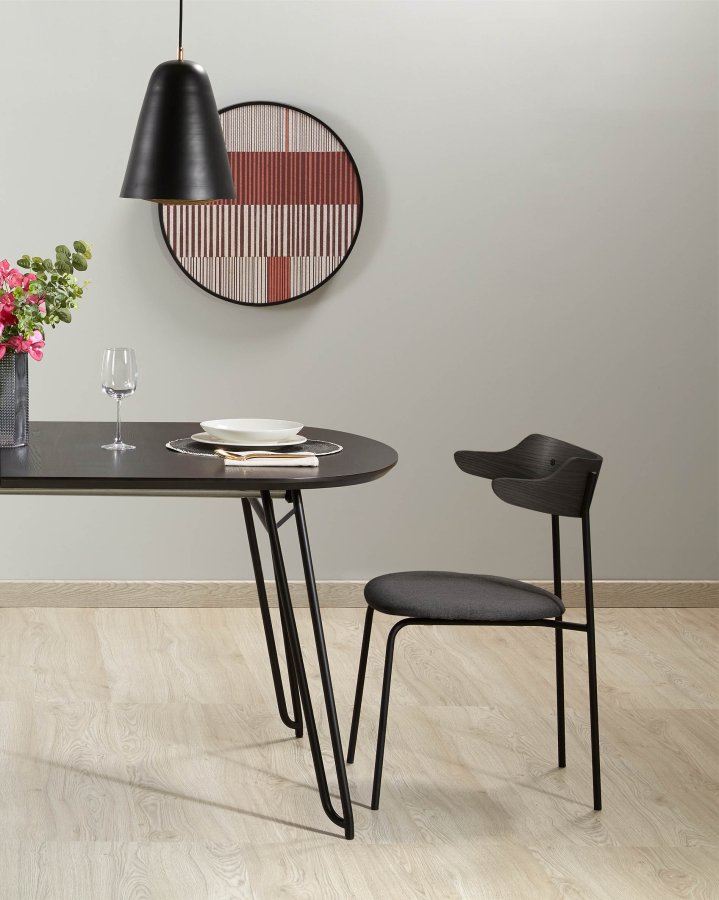 KAVE HOME rektangulrt Norfort spisebord m. udtrk - sort tr og metal (170(320)x100) 
