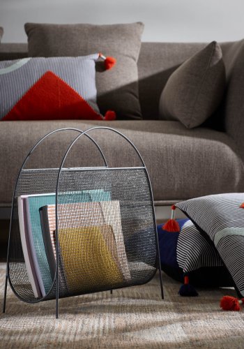 KAVE HOME Aviva magasinholder m. hndtag - mrkegr metal