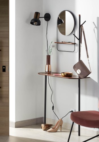 KAVE HOME Marcolina knagerkke m. hylde - brun egetrsfiner og sort metal