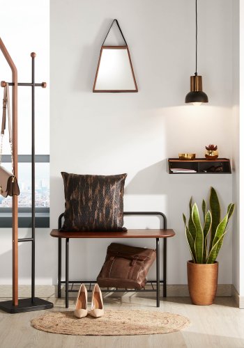 KAVE HOME Magali stumtjener - brun egetrsfiner og sort metal