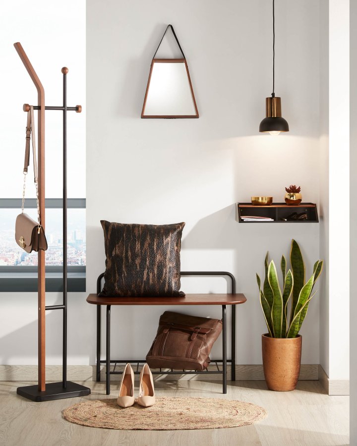 KAVE HOME Magali stumtjener - brun egetrsfiner og sort metal