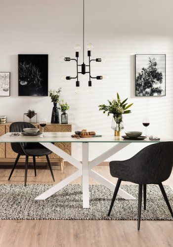 KAVE HOME Argo spisebord, rektangulr - hvid porceln og hvid stl (180x100)