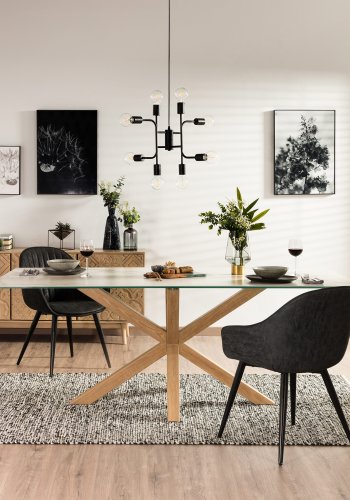 KAVE HOME Argo spisebord, rektangulr - hvid porceln og natur stl med treffekt (200x100)