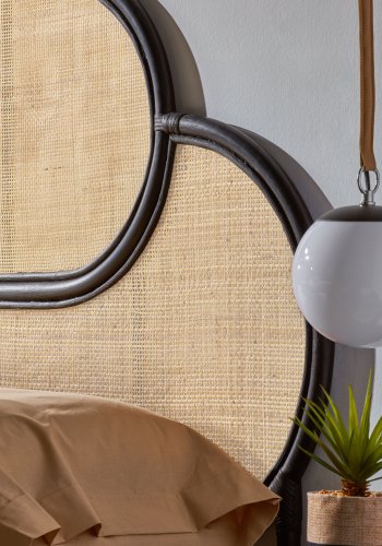 KAVE HOME rektangulr Black Lalita hovedgavl - natur og sort naturfiber (120x170)