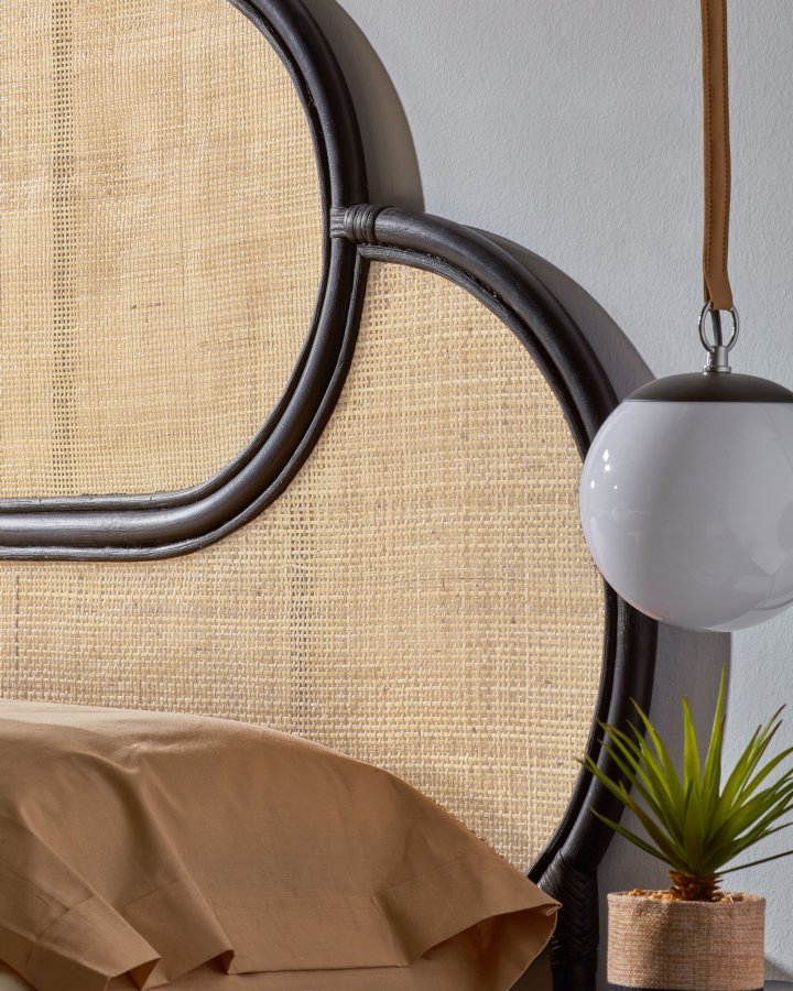 KAVE HOME rektangulr Black Lalita hovedgavl - natur og sort naturfiber (120x170)