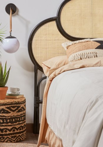 KAVE HOME rektangulr Black Lalita hovedgavl - natur og sort naturfiber (120x170)