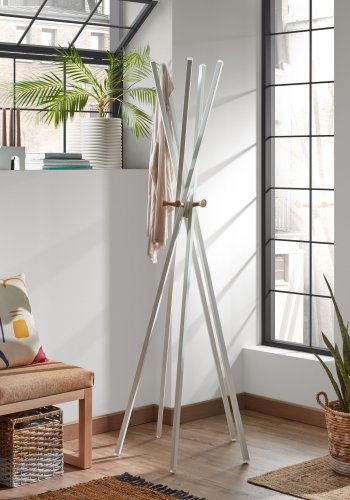 KAVE HOME Benzara stumtjener - hvid/natur metal/tr 