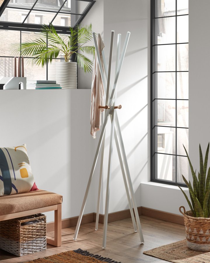 KAVE HOME Benzara stumtjener - hvid/natur metal/tr 