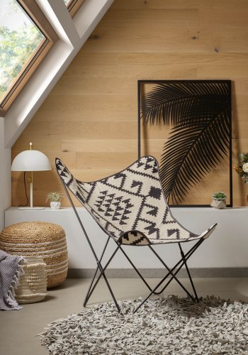 KAVE HOME Samy puf, rund - natur jute m. hvide detaljer ( 45)