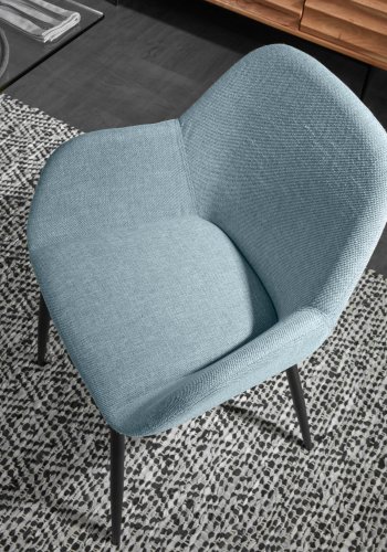 KAVE HOME Konna lnestol, m. armln - bl stof og sort stl