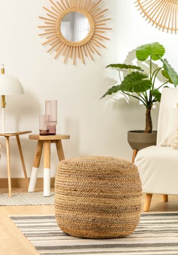 KAVE HOME Dip puf - natur jute, rund (50) 
