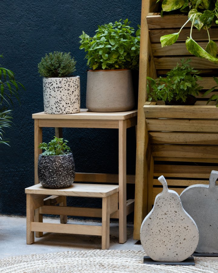 KAVE HOME rektangulr Nell fodskammel m. trin - natur birketr