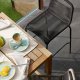 KAVE HOME Black Glenville barstol til haven, m. rygln og fodsttte - sort reb og stl (100cm)