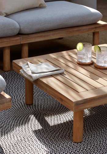 KAVE HOME Viridis loungest m. 2 havestole og 1 havebord, m. stofhynder - natur akacietr og aluminium