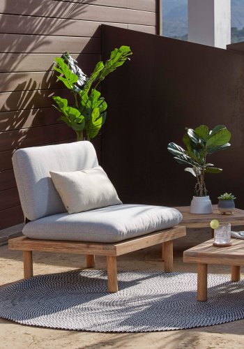 KAVE HOME Viridis loungest m. 2 havestole og 1 havebord, m. stofhynder - natur akacietr og aluminium