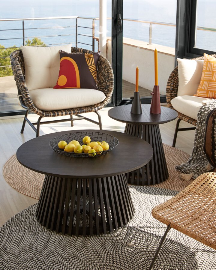 KAVE HOME Jeanette sofabord, rund - sort mindi tr (80)