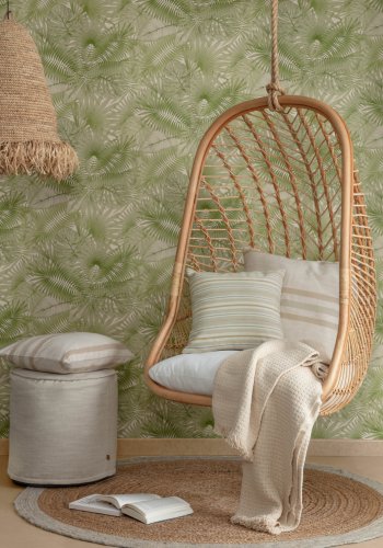 KAVE HOME Ekaterina hngestol, m. stofhynde - natur rattan