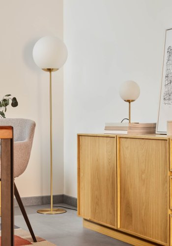 KAVE HOME Mahala bordlampe - hvid glas og messing stl 