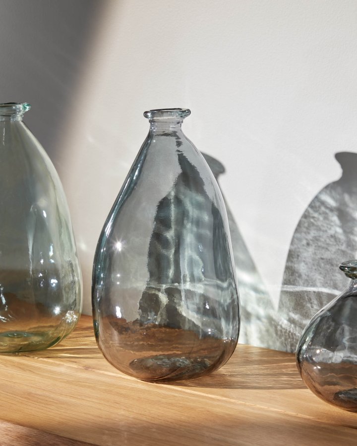 KAVE HOME Brenna medium vase - bl genbrugs glas (H:36)