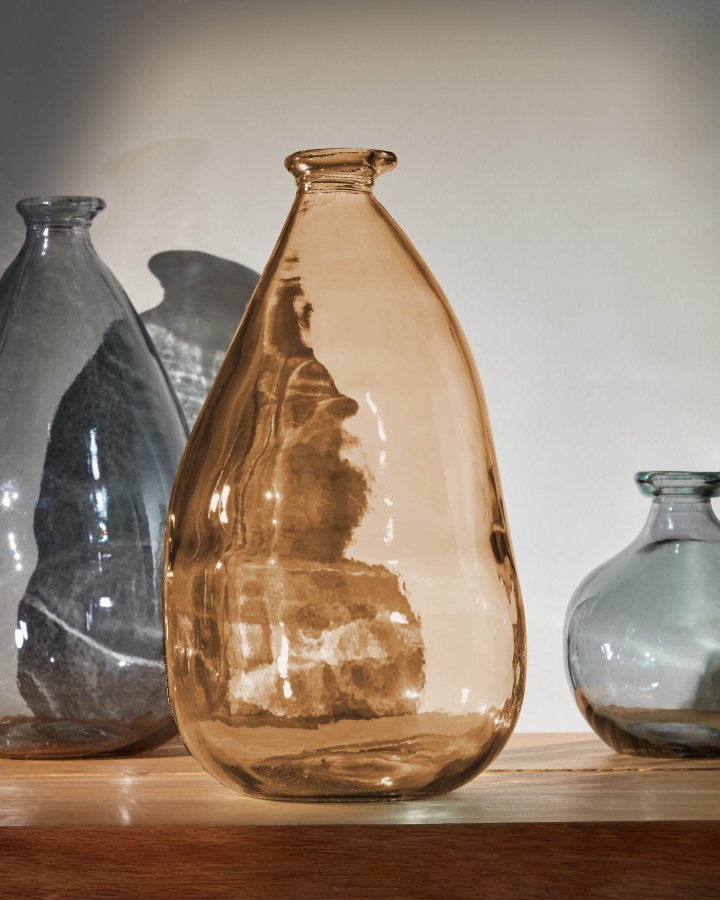 KAVE HOME Brenna medium vase - brun genbrugs glas (H:36)