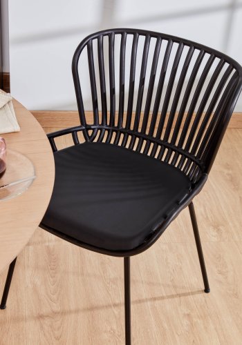 KAVE HOME Surpik spisebordsstol, m. hynde i syntetisk lder - sort polypropylen og stl