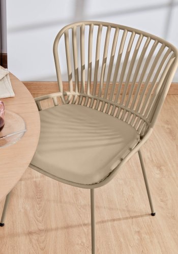 KAVE HOME Surpik spisebordsstol, m. hynde i syntetisk lder - beige polypropylen og stl