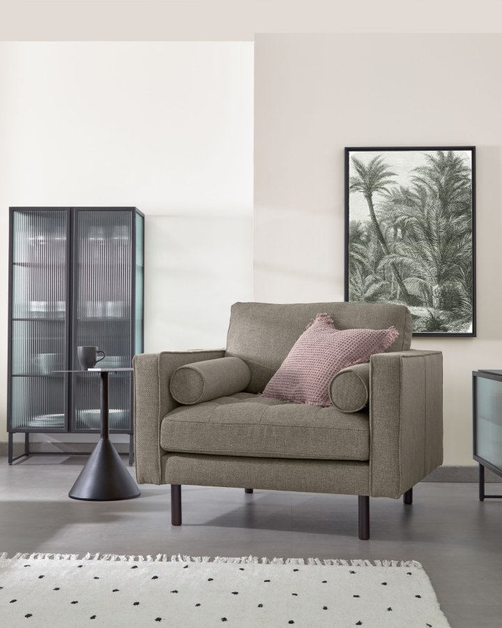 KAVE HOME Trixie vitrineskab, m. 2 lger - klar glas og sort stl (70x143)