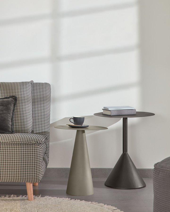 KAVE HOME Shirel sidebord, rund - grn-gr jern (40)