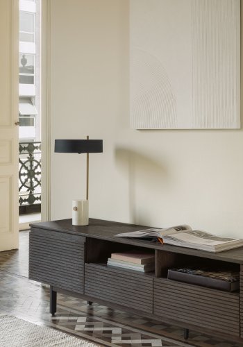 KAVE HOME Phant bordlampe - hvid marmor og sort metal