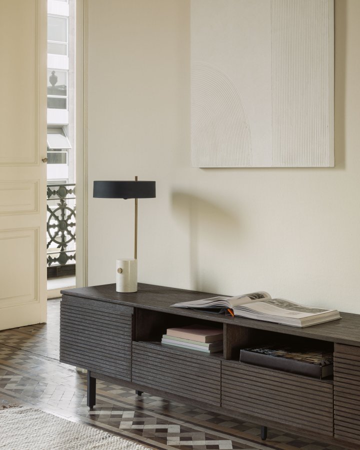 KAVE HOME Phant bordlampe - hvid marmor og sort metal