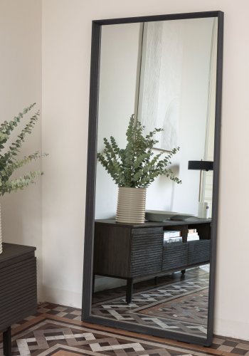 KAVE HOME Nerina vgspejl, rektangulr, m. smal ramme - mrkt egefinér (80x180)