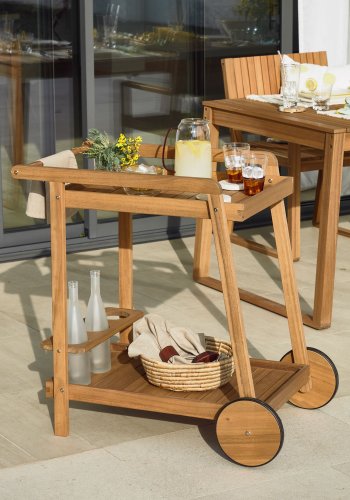 KAVE HOME Felisa rullebord, m. hylde - natur akacietr