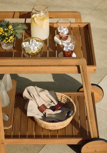 KAVE HOME Felisa rullebord, m. hylde - natur akacietr