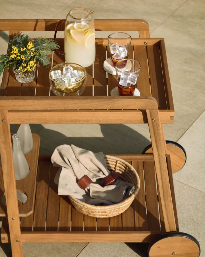 KAVE HOME Felisa rullebord, m. hylde - natur akacietr