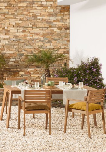 KAVE HOME Hanzel havebord, m. udtrk - natur eukalyptustr (183(240)x100)